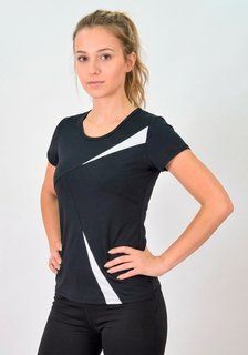Футболка жіноча спортивна з асиметричними вставками білого кольору 42 V 4029 фото
